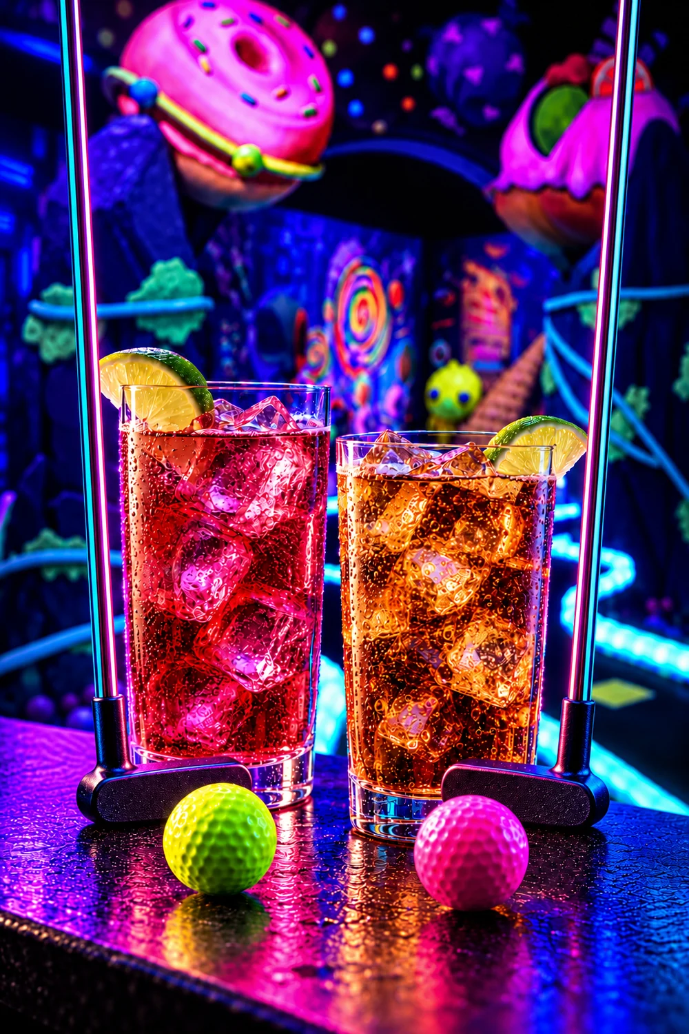 Forfait Mini-Golf + gros drink : deux grands verres, balles et putters chez Explozone